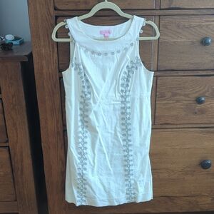 Lilly Pulitzer Ivory Shift Dress with Metallic Accents